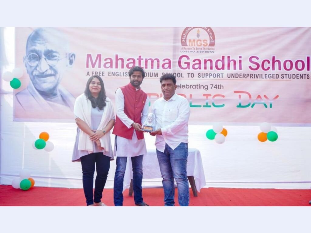 Mahatma Gandhi School celebrates 74th Republic Day with BlueFlame Labs Chairman, Gaurav Sengupta, raising the national flag