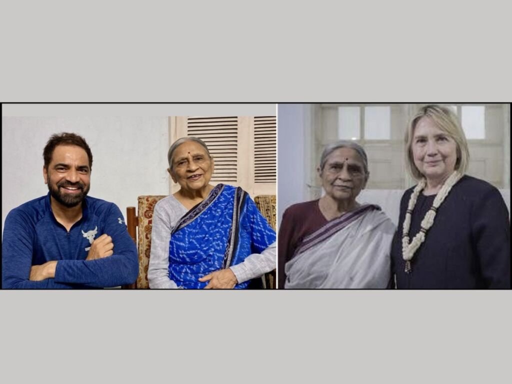 Hillary Clinton and Jay Patel pay homage to Elaben Bhatt