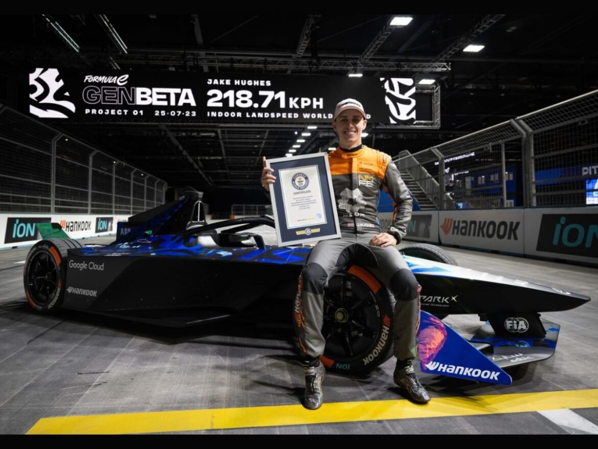 Formula E Car Hits 218 KM/H Top Speed Indoors To Smash Guinness World Records™ Title.